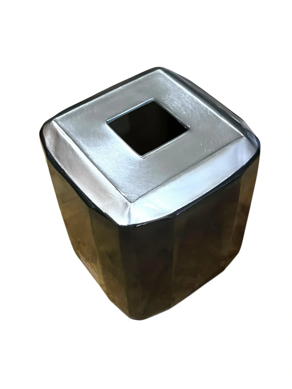 Croscill Home Barron Tissue Box Cover Silver Gray Charcoal Black